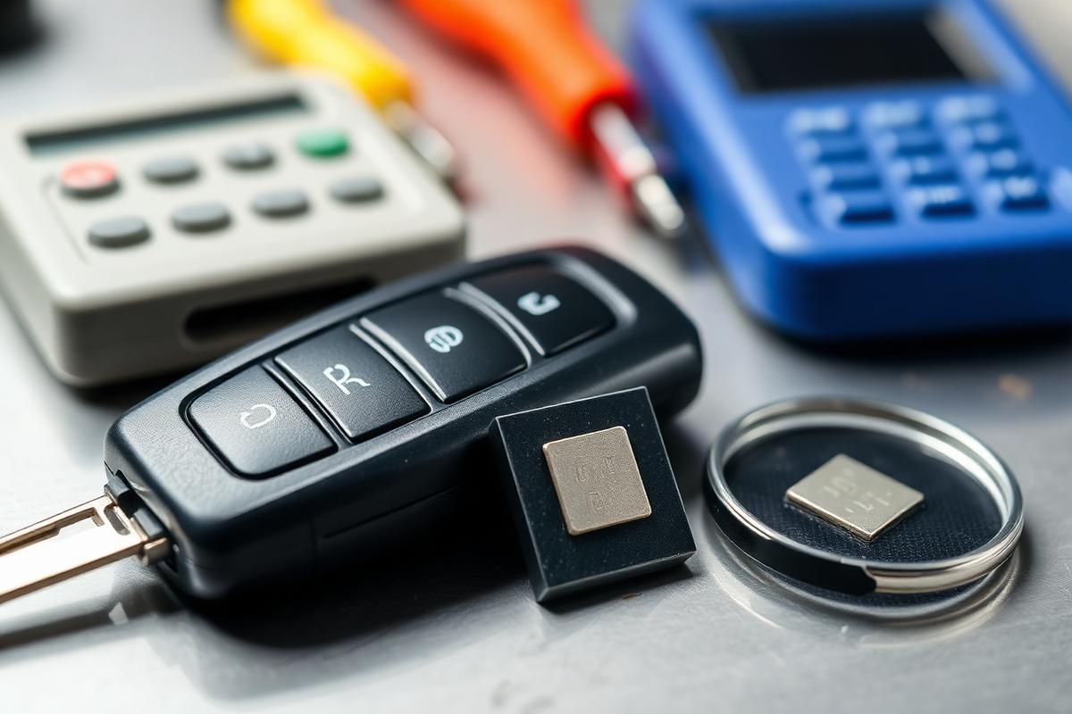 Car key fob and transponder chip with diagnostic equipment