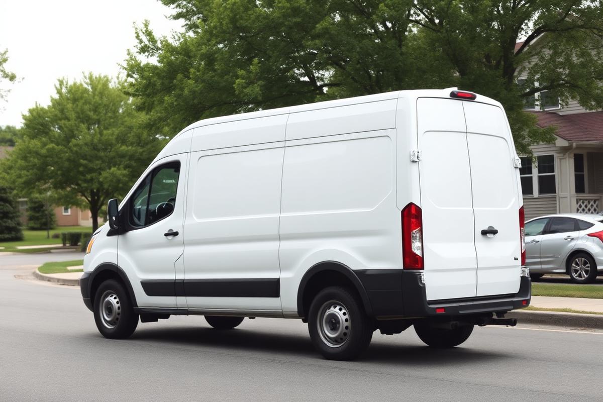 Mobile locksmith service van parked in a Des Plaines neighborhood