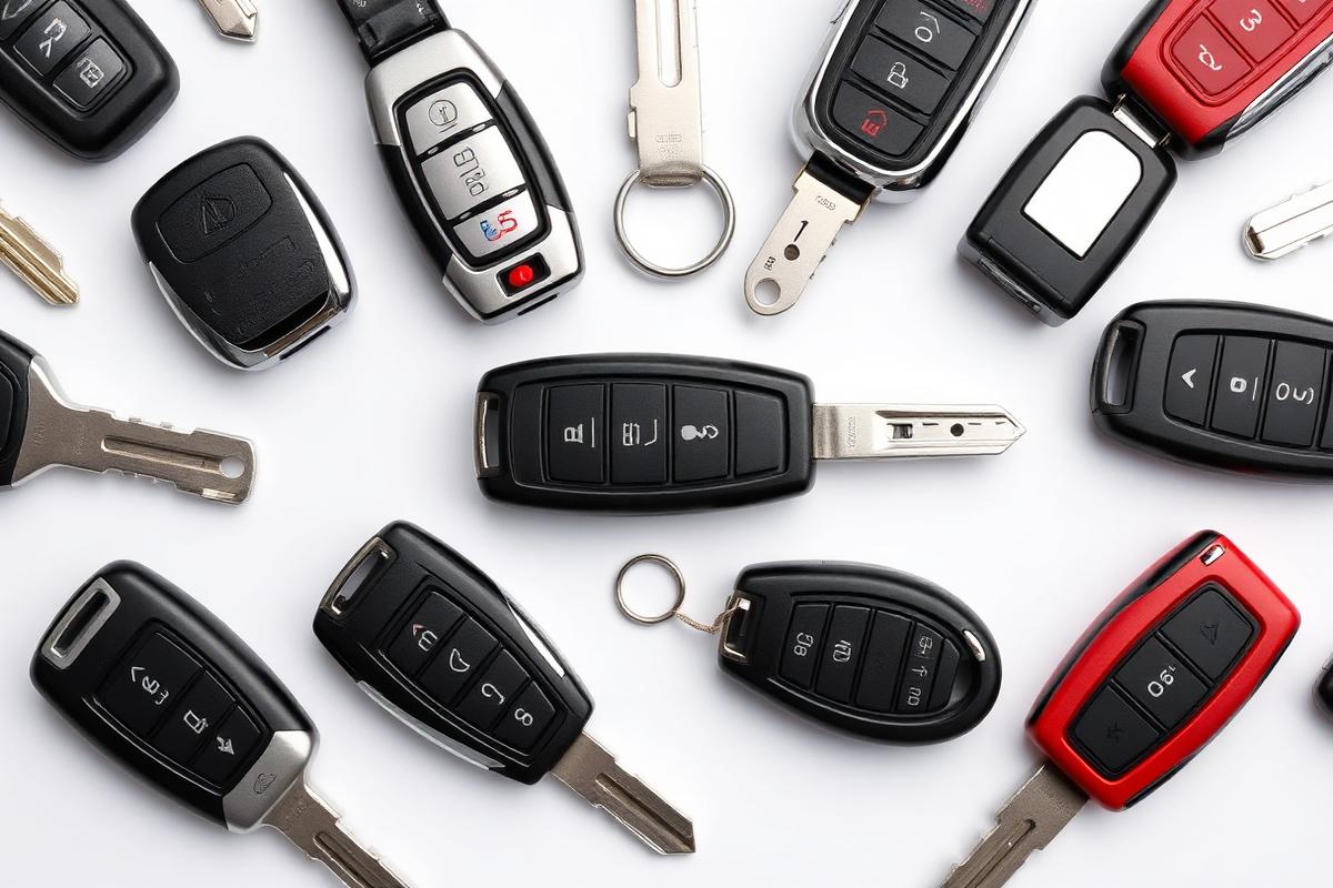 Assortment of replacement car keys and smart fobs